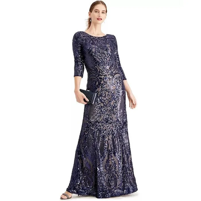 Alex Evenings Women's Sequined Mermaid Gown Purple Size 4