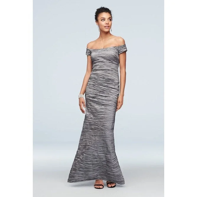 Alex Evenings Women's Taffeta Mermaid Gown Grey Size 14