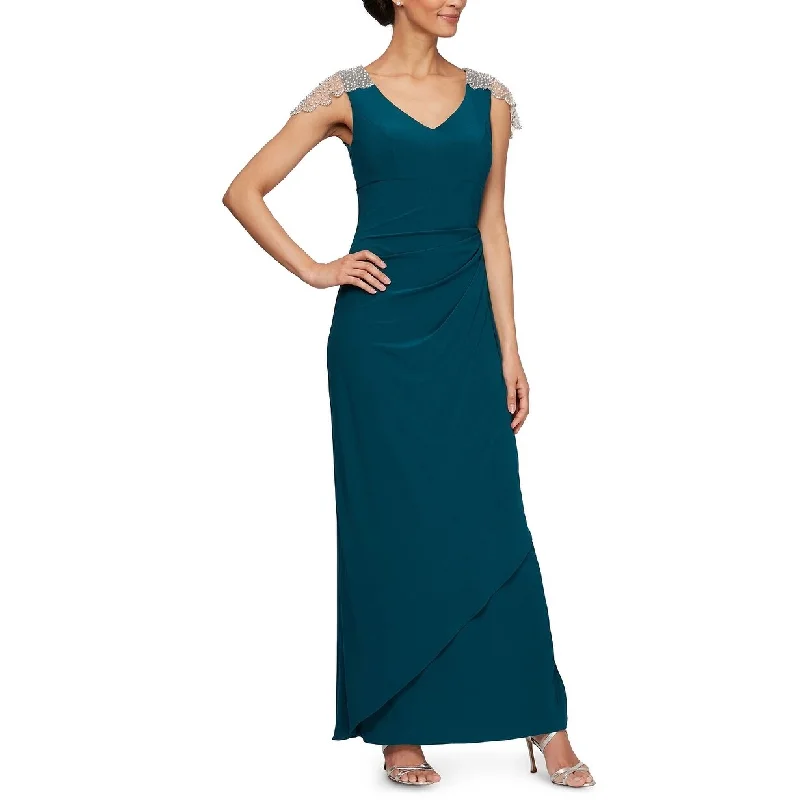 Alex Evenings Women's V Neck Gown Green Size 12P