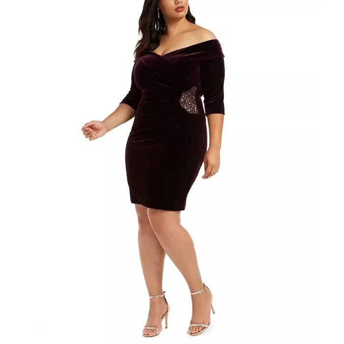 Alex Evenings Women's Velvet Cocktail Dress Purple Size PS - Petite Small