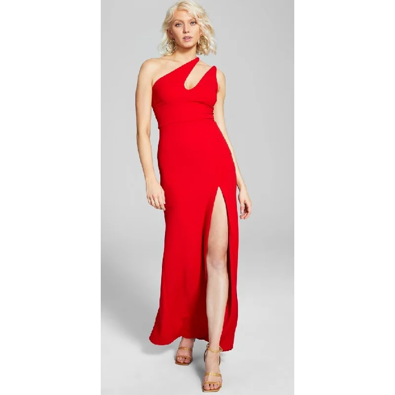 B Darlin Women's Cut Out One Shoulder Evening Dress Red Size 17-18