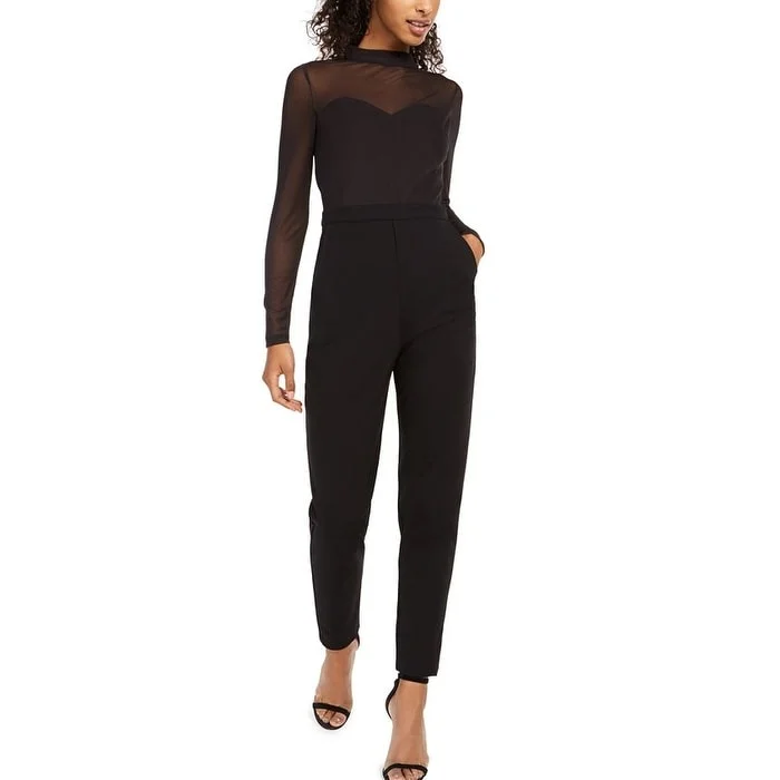 French Connection Women's Long Sleeve Straight Leg Evening Jumpsuit Black Size 4