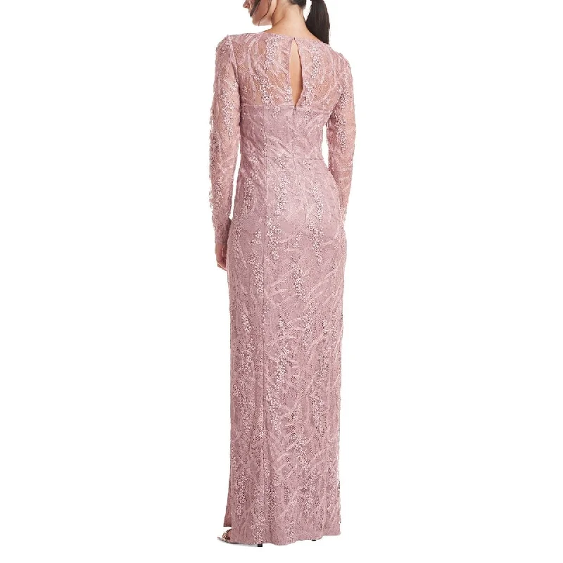 Js Collections Women's Giovanna Long Sleeve Column Evening Gown Pink Size 4