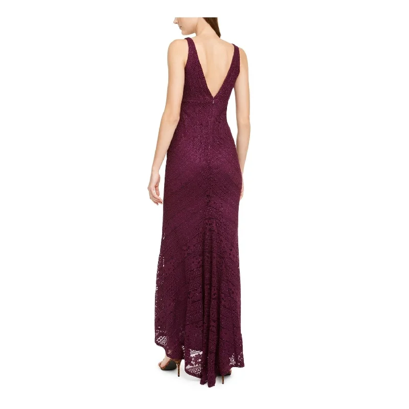 Jump Women's V Neck Full Length Body Con Evening Dress Purple Size 1/2