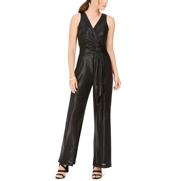 Taylor Women's Sleeveless V Neck Evening Jumpsuit Black Size 2