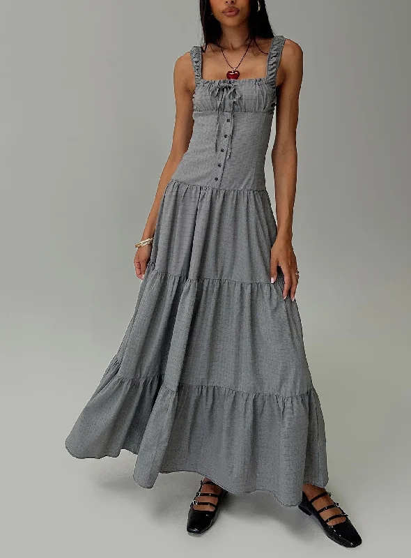 Ballerina Maxi Dress Onyx Gingham