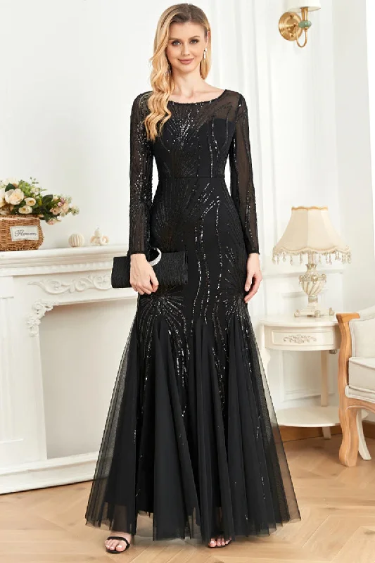 Captivating Glam Sequin Long Sleeve Maxi Dress