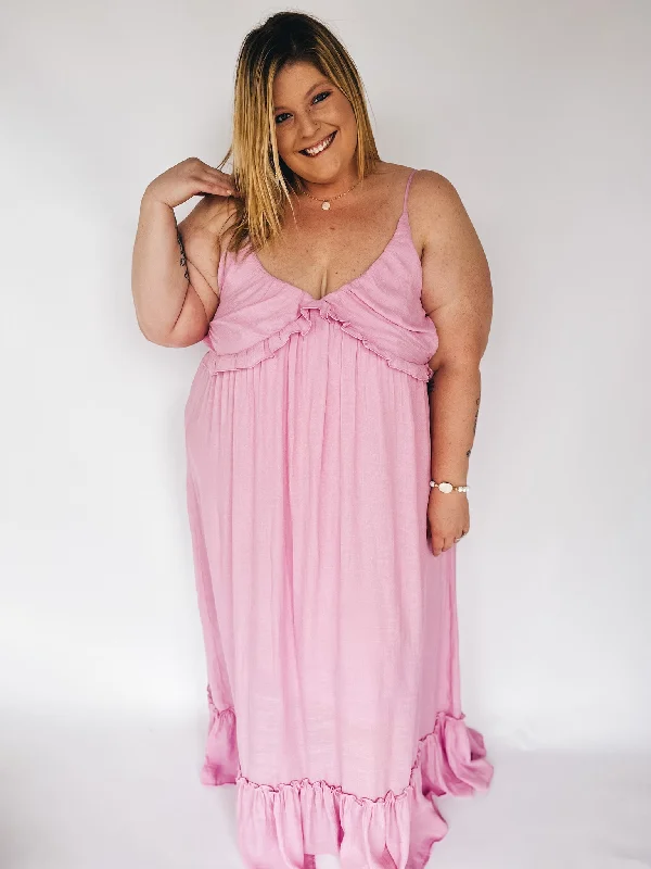 Curvy Orchid Blooms Maxi Dress