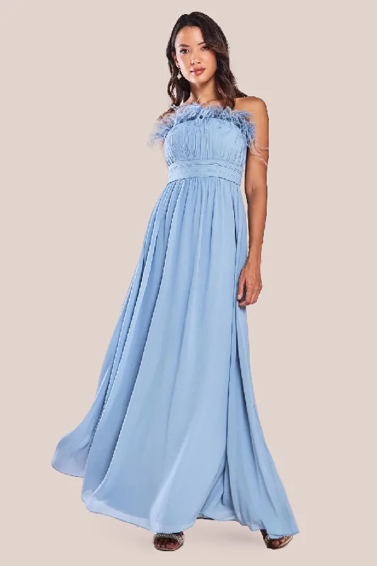 Goddiva Bridesmaids Chiffon Maxi Dress - Blue