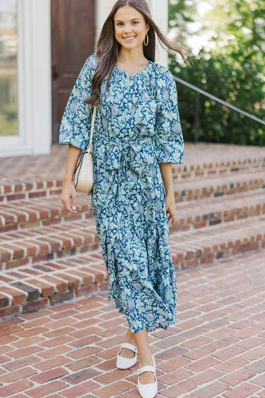 Good Intentions Navy Blue Floral Midi Dress