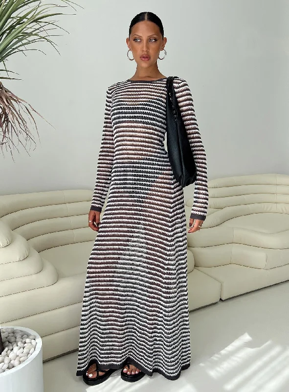 Ikaris Long Sleeve Maxi Dress Grey / White