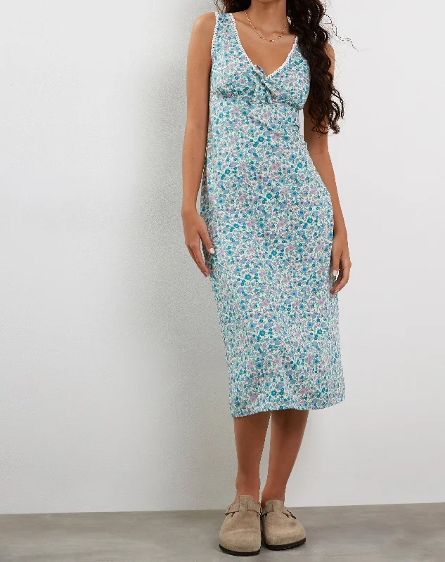 Lavisha Midi Dress in Flower Power Blue