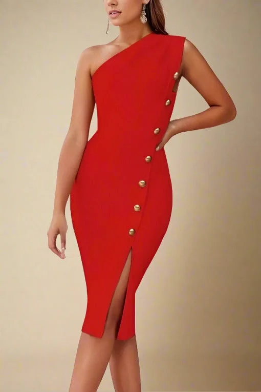 Mel Bodycon Midi Dress - Lipstick Red