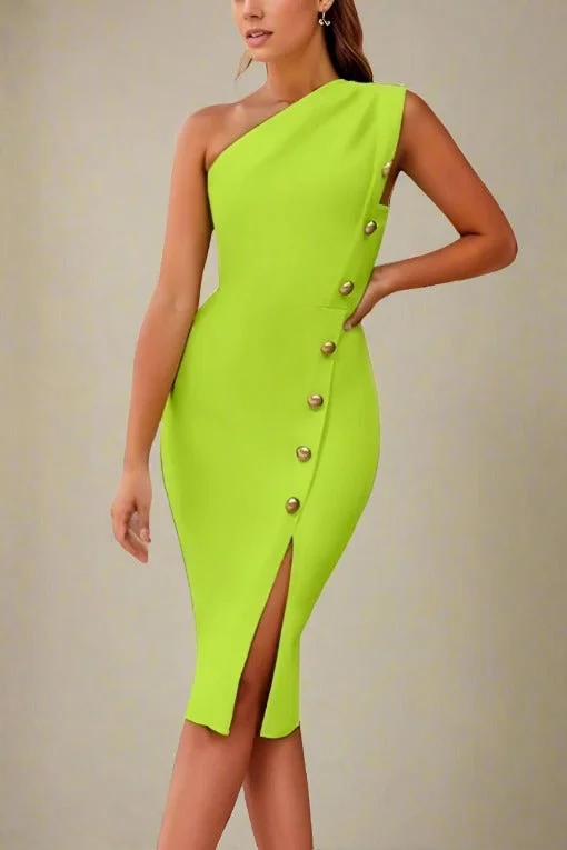 Mel Bodycon Midi Dress - Neon Green