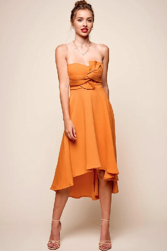 Monogram Strapless Midi Dress Mango