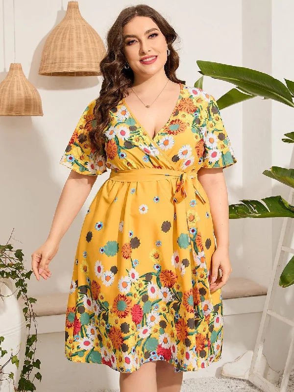 Plus Size Floral Summer Midi Dress