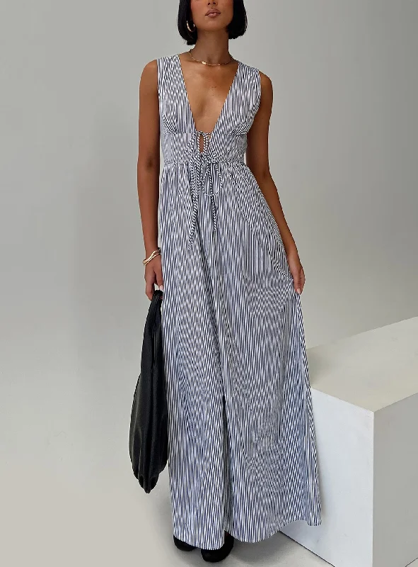 Pokey Maxi Dress Black / White Stripe