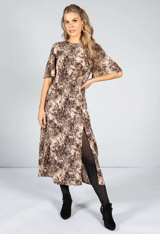 Snake Skin Print Midi Dress